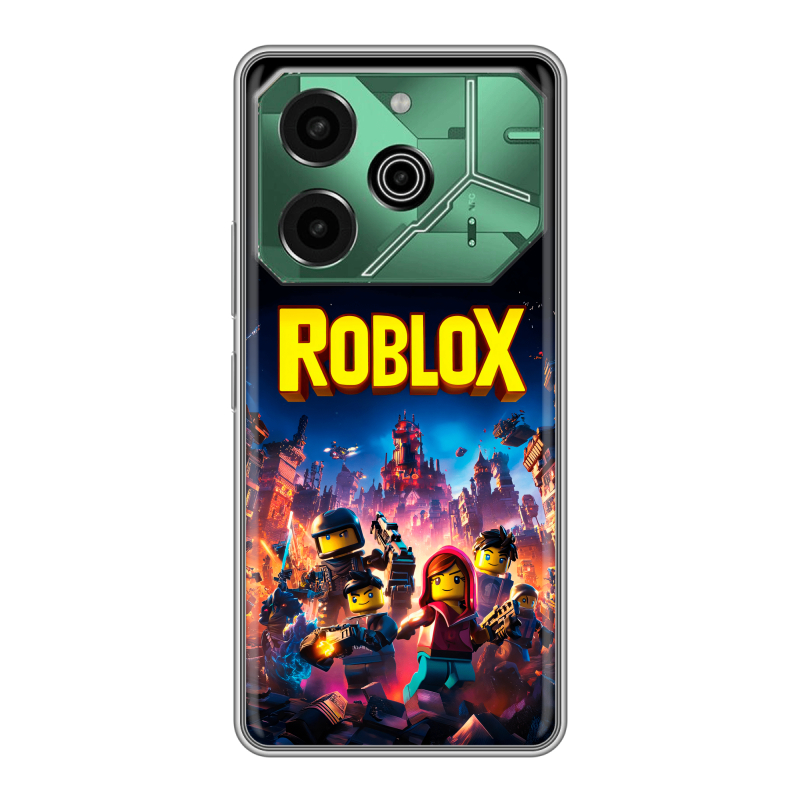 Силиконовый противоударный чехол на Tecno Pova 6 Pro 5G с принтом Roblox Роблокс Силиконовый противоударный чехол на Tecno Pova 6 Pro 5G с принтом Roblox Роблокс