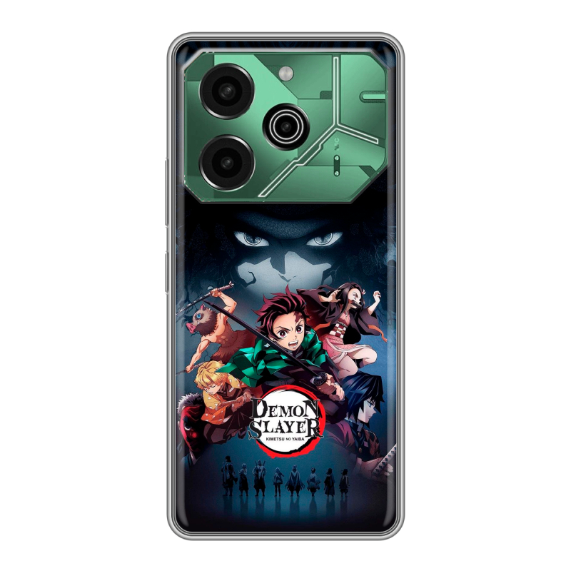 Силиконовый чехол на Tecno Pova 6 Pro 5G с принтом Demon Slayer Клинок рассекающий демонов Силиконовый чехол на Tecno Pova 6 Pro 5G с принтом Demon Slayer Клинок рассекающий демонов