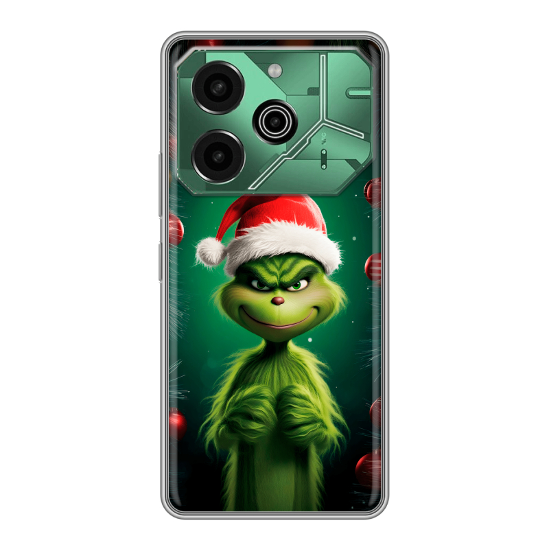 Силиконовый чехол на Tecno Pova 6 Pro 5G с принтом Гринч Новый год Рождество Силиконовый чехол на Tecno Pova 6 Pro 5G с принтом Гринч Новый год Рождество