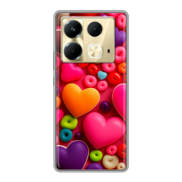 Силиконовый чехол на Infinix Note 40 4G с принтом Сердечки