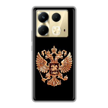 Силиконовый чехол на Infinix Note 40 4G с принтом Герб России золотой Силиконовый чехол на Infinix Note 40 4G с принтом Герб России золотой