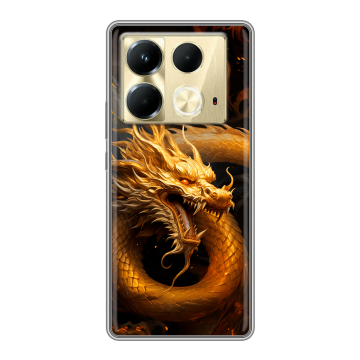 Силиконовый чехол на Infinix Note 40 4G с принтом Золотой дракон Силиконовый чехол на Infinix Note 40 4G с принтом Золотой дракон