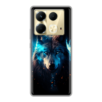 Силиконовый чехол на Infinix Note 40 4G с принтом Волк ночной Силиконовый чехол на Infinix Note 40 4G с принтом Волк ночной