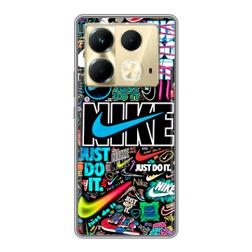 Силиконовый чехол на Infinix Note 40 4G с принтом найк nike черный Силиконовый чехол на Infinix Note 40 4G с принтом найк nike черный