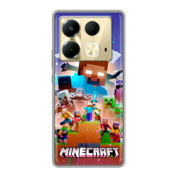 Силиконовый чехол на Infinix Note 40 4G с принтом Майнкрафт Minecraft Силиконовый чехол на Infinix Note 40 4G с принтом Майнкрафт Minecraft