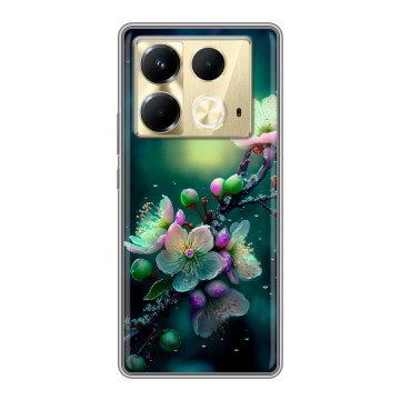 Силиконовый чехол на Infinix Note 40 4G с принтом Цветы и мрамор Силиконовый чехол на Infinix Note 40 4G с принтом Цветы и мрамор