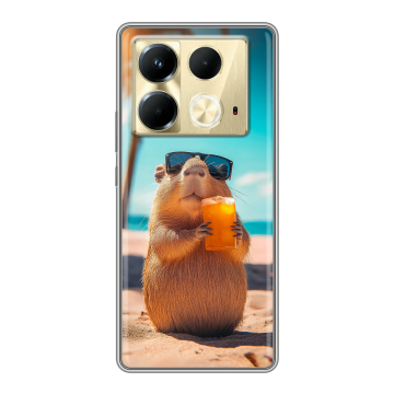Силиконовый чехол на Infinix Note 40 4G с принтом Капибара Силиконовый чехол на Infinix Note 40 4G с принтом Капибара