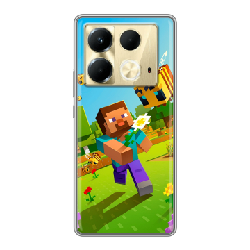 Силиконовый чехол на Infinix Note 40 4G с принтом Майнкрафт Minecraft Силиконовый чехол на Infinix Note 40 4G с принтом Майнкрафт Minecraft