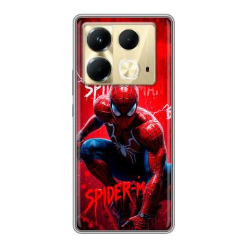 Силиконовый чехол на Infinix Note 40 4G с принтом Spiderman Человек паук Силиконовый чехол на Infinix Note 40 4G с принтом Spiderman Человек паук
