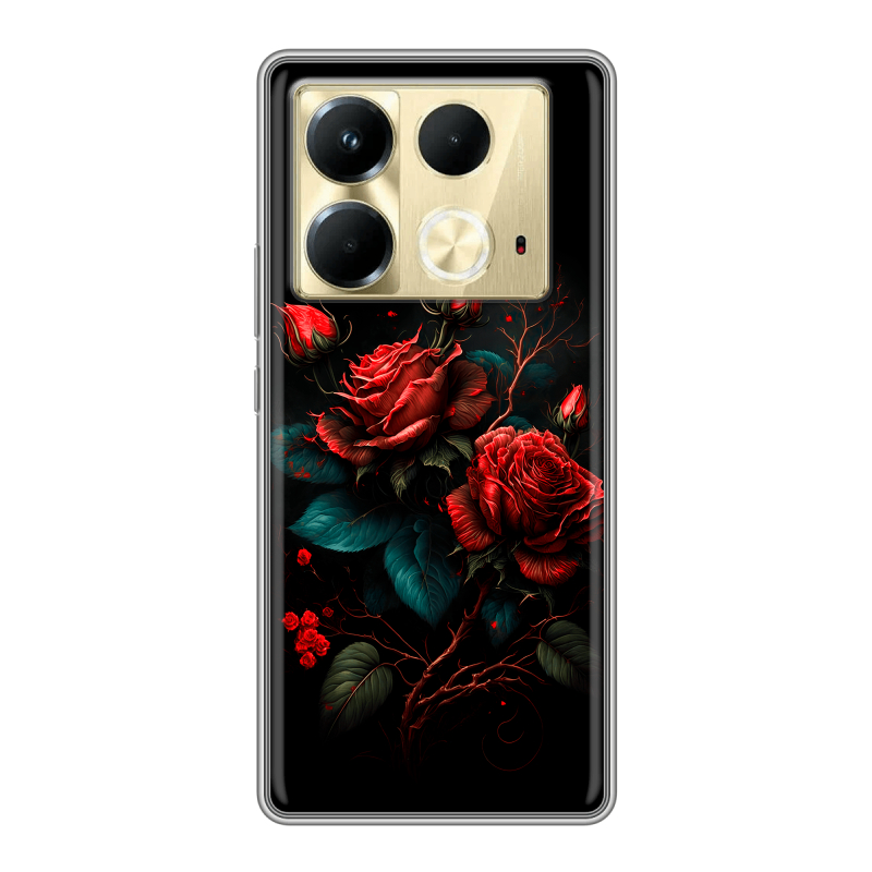 Силиконовый чехол на Infinix Note 40 4G с принтом Розы красные Силиконовый чехол на Infinix Note 40 4G с принтом Розы красные