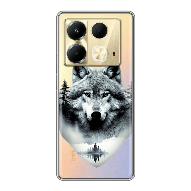Силиконовый чехол на Infinix Note 40 4G с принтом Волк в лесу Силиконовый чехол на Infinix Note 40 4G с принтом Волк в лесу