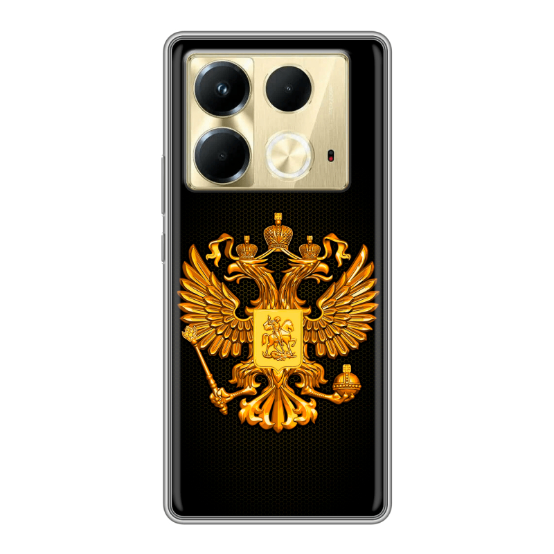 Силиконовый чехол на Infinix Note 40 4G с принтом Герб России желтый Силиконовый чехол на Infinix Note 40 4G с принтом Герб России желтый