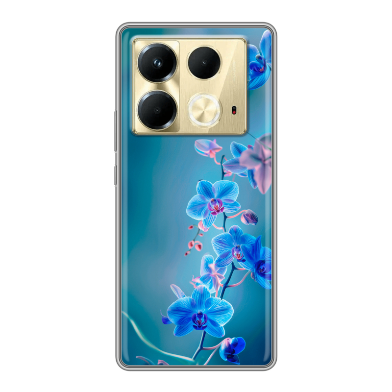 Силиконовый чехол на Infinix Note 40 4G с принтом Голубые цветы Силиконовый чехол на Infinix Note 40 4G с принтом Голубые цветы
