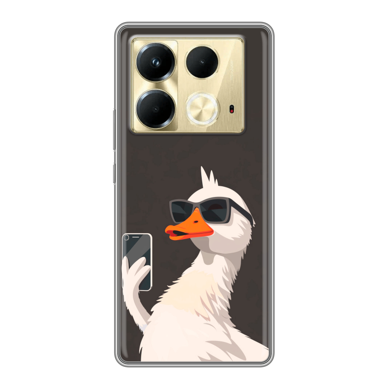 Силиконовый чехол на Infinix Note 40 4G с принтом утка в очках Силиконовый чехол на Infinix Note 40 4G с принтом утка в очках