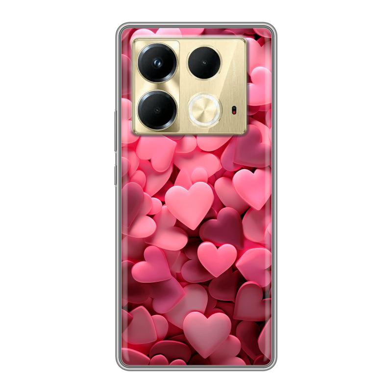 Силиконовый чехол на Infinix Note 40 4G с принтом розовые сердечки Силиконовый чехол на Infinix Note 40 4G с принтом розовые сердечки
