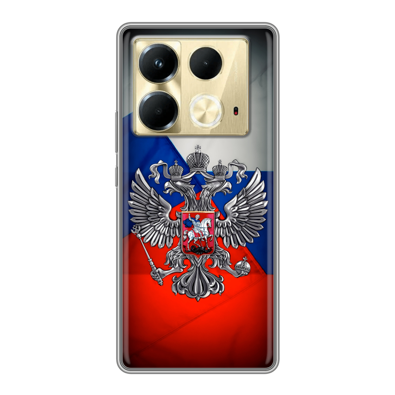 Силиконовый чехол на Infinix Note 40 4G с принтом Флаг России Силиконовый чехол на Infinix Note 40 4G с принтом Флаг России