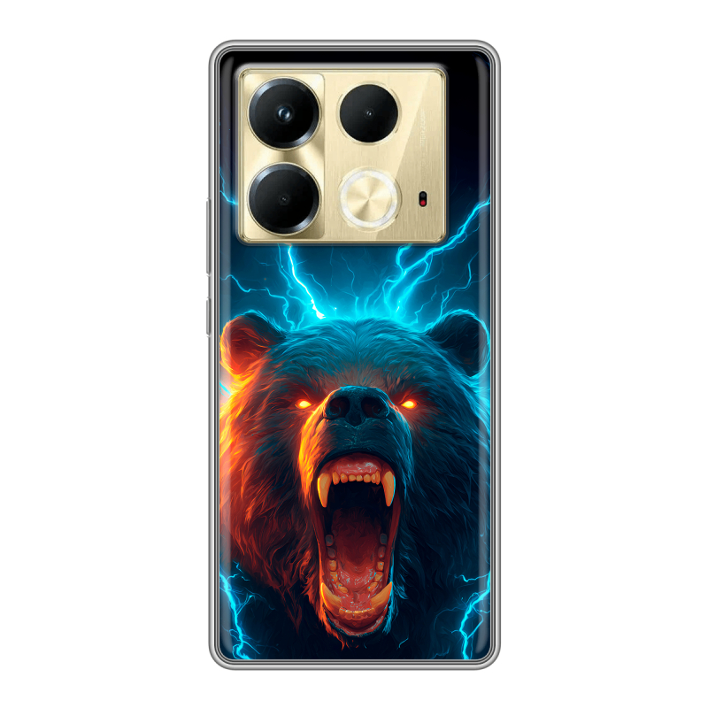 Силиконовый чехол на Infinix Note 40 4G с принтом Медведь Силиконовый чехол на Infinix Note 40 4G с принтом Медведь