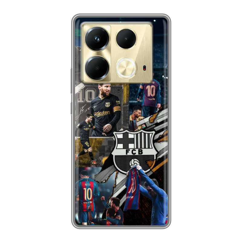 Силиконовый чехол на Infinix Note 40 4G с принтом Messi Barcelona Силиконовый чехол на Infinix Note 40 4G с принтом Messi Barcelona