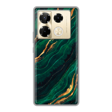 Силиконовый чехол на Infinix Note 40 Pro 4G с принтом Мрамор зеленое золото Силиконовый чехол на Infinix Note 40 Pro 4G с принтом Мрамор зеленое золото