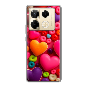 Силиконовый чехол на Infinix Note 40 Pro 4G с принтом Сердечки Силиконовый чехол на Infinix Note 40 Pro 4G с принтом Сердечки