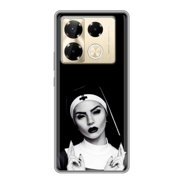 Силиконовый чехол на Infinix Note 40 Pro 4G с принтом монашка