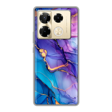 Силиконовый чехол на Infinix Note 40 Pro 4G с принтом синий мрамор