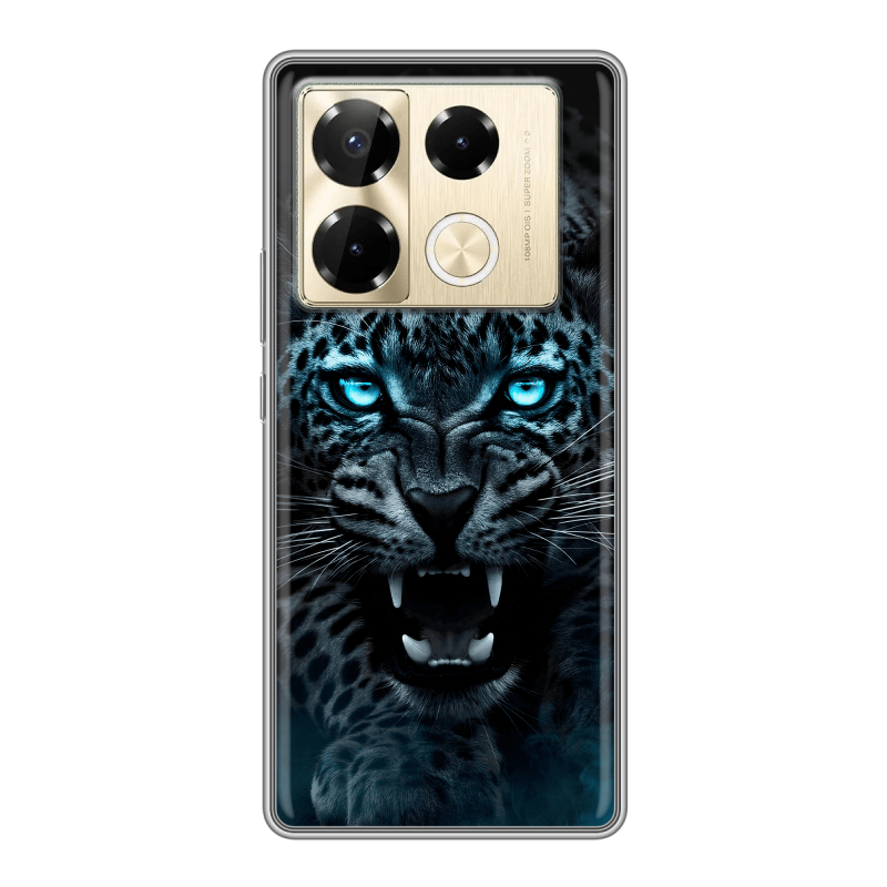 Силиконовый чехол на Infinix Note 40 Pro 4G с принтом Темный леопард Силиконовый чехол на Infinix Note 40 Pro 4G с принтом Темный леопард