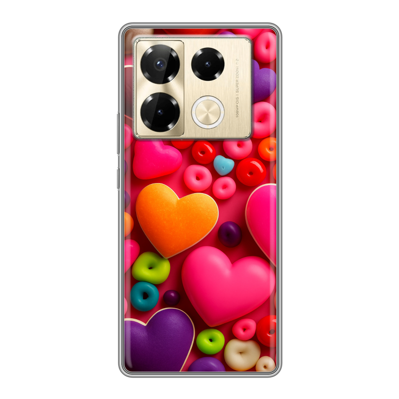 Силиконовый чехол на Infinix Note 40 Pro 4G с принтом Сердечки Силиконовый чехол на Infinix Note 40 Pro 4G с принтом Сердечки