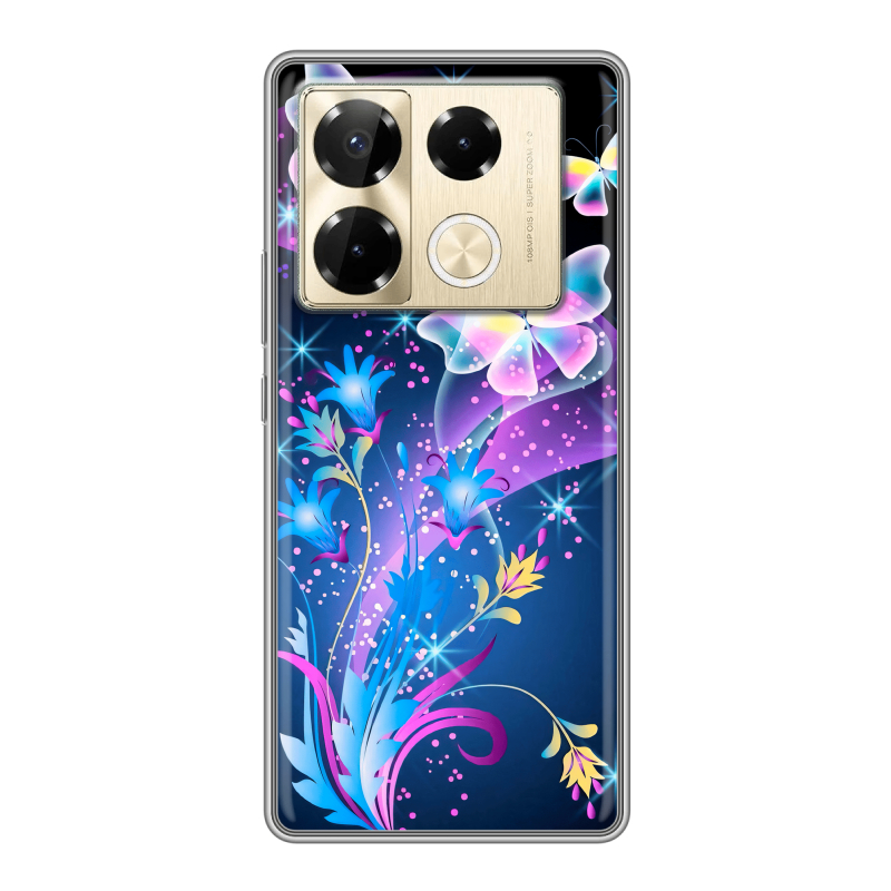 Силиконовый чехол на Infinix Note 40 Pro 4G с принтом Бабочки Силиконовый чехол на Infinix Note 40 Pro 4G с принтом Бабочки