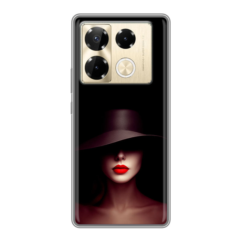 Силиконовый чехол на Infinix Note 40 Pro 4G с принтом Девушка в шляпе Силиконовый чехол на Infinix Note 40 Pro 4G с принтом Девушка в шляпе