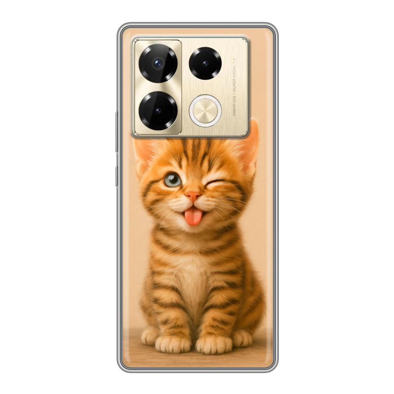 Силиконовый чехол на Infinix Note 40 Pro 4G с принтом котенок Силиконовый чехол на Infinix Note 40 Pro 4G с принтом котенок