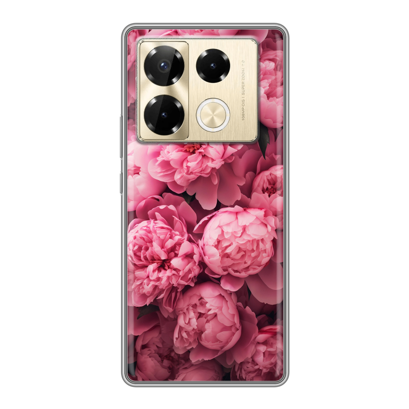 Силиконовый чехол на Infinix Note 40 Pro 4G с принтом цветы пионы Силиконовый чехол на Infinix Note 40 Pro 4G с принтом цветы пионы