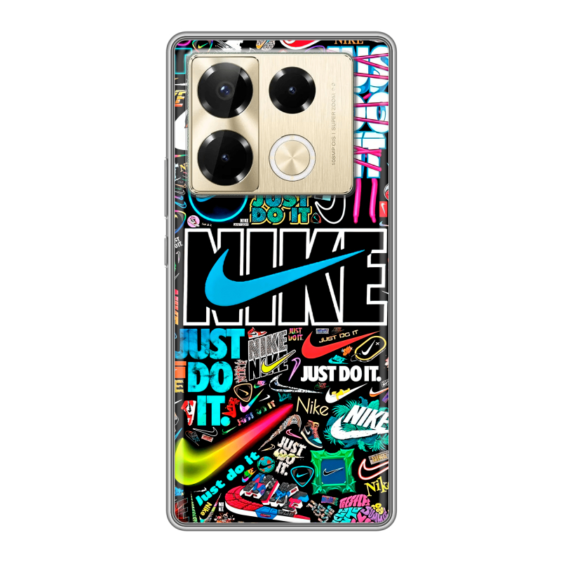 Силиконовый чехол на Infinix Note 40 Pro 4G с принтом найк nike черный Силиконовый чехол на Infinix Note 40 Pro 4G с принтом найк nike черный