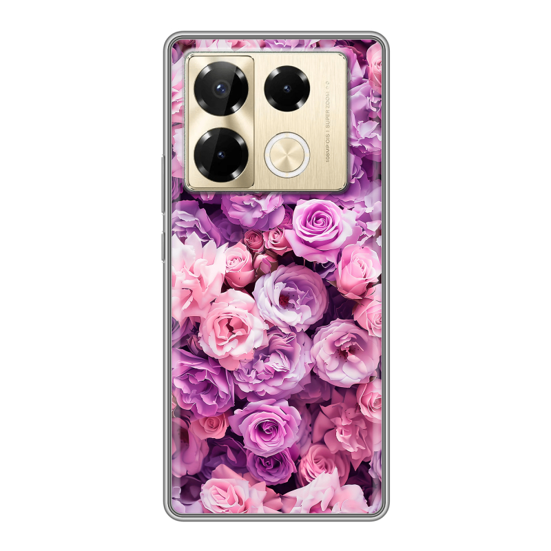 Силиконовый чехол на Infinix Note 40 Pro 4G с принтом лавандовые розы Силиконовый чехол на Infinix Note 40 Pro 4G с принтом лавандовые розы