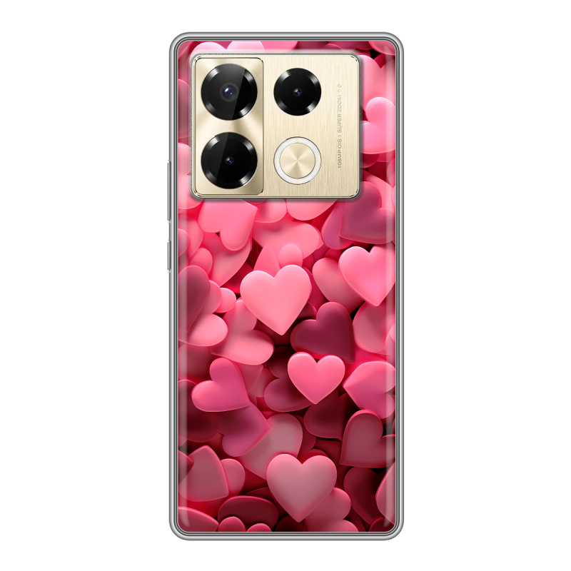 Силиконовый чехол на Infinix Note 40 Pro 4G с принтом розовые сердечки Силиконовый чехол на Infinix Note 40 Pro 4G с принтом розовые сердечки