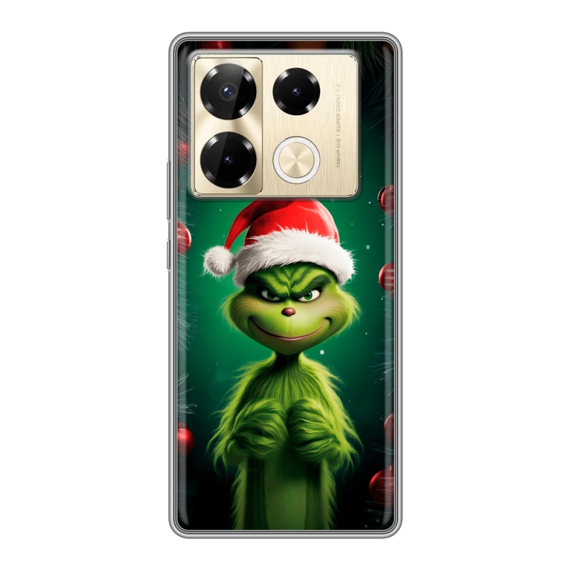 Силиконовый чехол на Infinix Note 40 Pro 4G с принтом Гринч Новый год Рождество Силиконовый чехол на Infinix Note 40 Pro 4G с принтом Гринч Новый год Рождество