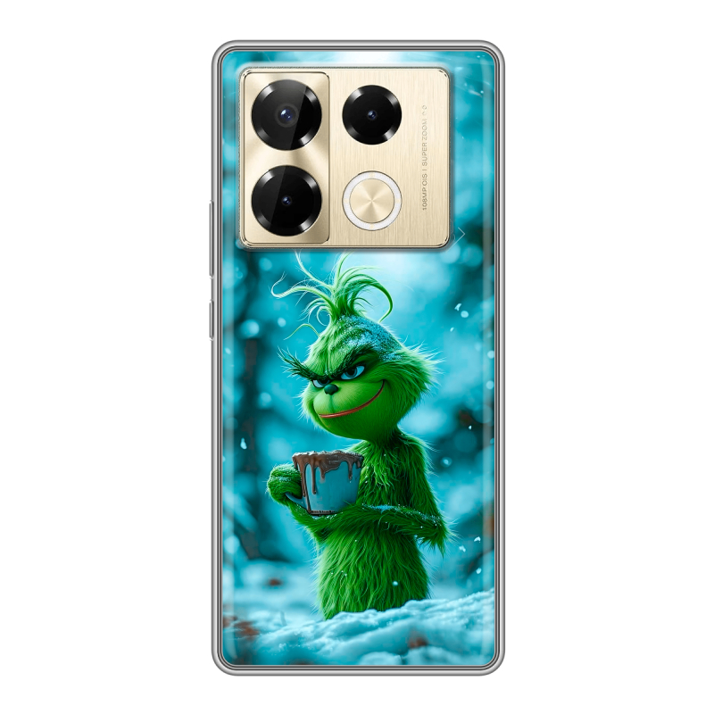 Силиконовый чехол на Infinix Note 40 Pro 4G с принтом Новый год гринч Силиконовый чехол на Infinix Note 40 Pro 4G с принтом Новый год гринч