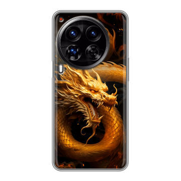 Силиконовый чехол на Tecno Camon 30 Premier 5G с принтом Золотой дракон