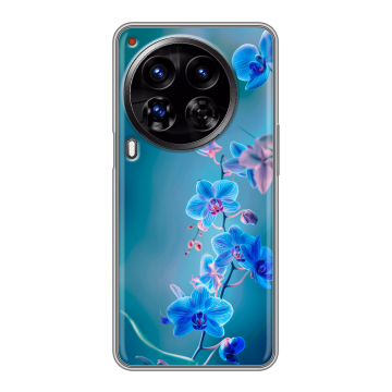 Силиконовый чехол на Tecno Camon 30 Premier 5G с принтом Голубые цветы Силиконовый чехол на Tecno Camon 30 Premier 5G с принтом Голубые цветы