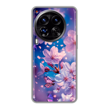 Силиконовый чехол на Tecno Camon 30 Premier 5G с принтом цветы бабочки
