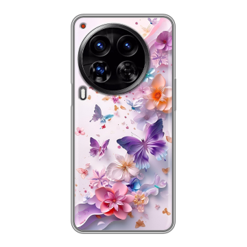 Силиконовый чехол на Tecno Camon 30 Premier 5G с принтом цветы бабочки Силиконовый чехол на Tecno Camon 30 Premier 5G с принтом цветы бабочки