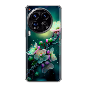 Силиконовый чехол на Tecno Camon 30 Premier 5G с принтом Цветы и мрамор Силиконовый чехол на Tecno Camon 30 Premier 5G с принтом Цветы и мрамор