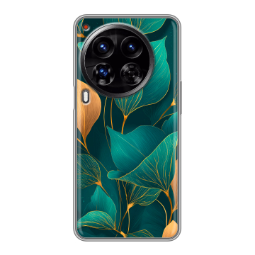 Силиконовый чехол на Tecno Camon 30 Premier 5G с принтом Листья и золото Силиконовый чехол на Tecno Camon 30 Premier 5G с принтом Листья и золото