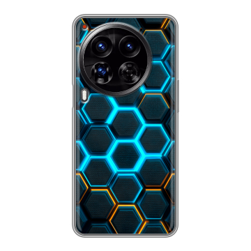 Силиконовый чехол на Tecno Camon 30 Premier 5G с принтом Неоновые соты Силиконовый чехол на Tecno Camon 30 Premier 5G с принтом Неоновые соты