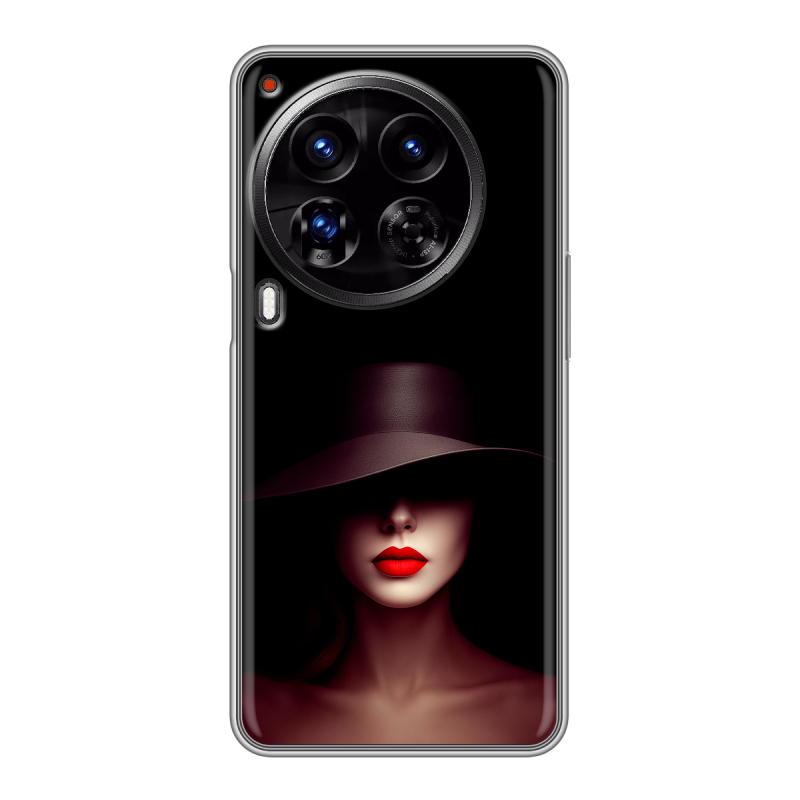 Силиконовый чехол на Tecno Camon 30 Premier 5G с принтом Девушка в шляпе Силиконовый чехол на Tecno Camon 30 Premier 5G с принтом Девушка в шляпе