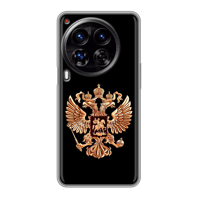 Силиконовый чехол на Tecno Camon 30 Premier 5G с принтом Герб России золотой Силиконовый чехол на Tecno Camon 30 Premier 5G с принтом Герб России золотой