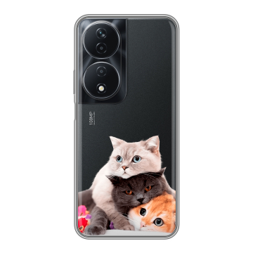 Силиконовый чехол на Honor 90 Smart с принтом Кошки Силиконовый чехол на Honor 90 Smart с принтом Кошки