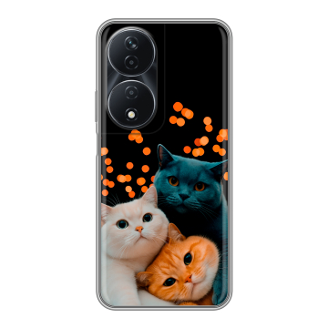 Силиконовый чехол на Honor 90 Smart с принтом Кошки Силиконовый чехол на Honor 90 Smart с принтом Кошки