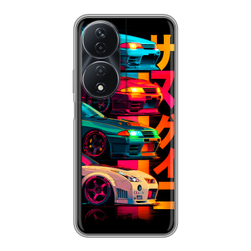 Силиконовый чехол на Honor 90 Smart с принтом Гоночные машины