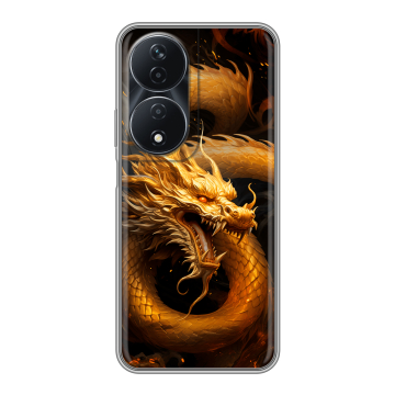 Силиконовый чехол на Honor 90 Smart с принтом Золотой дракон